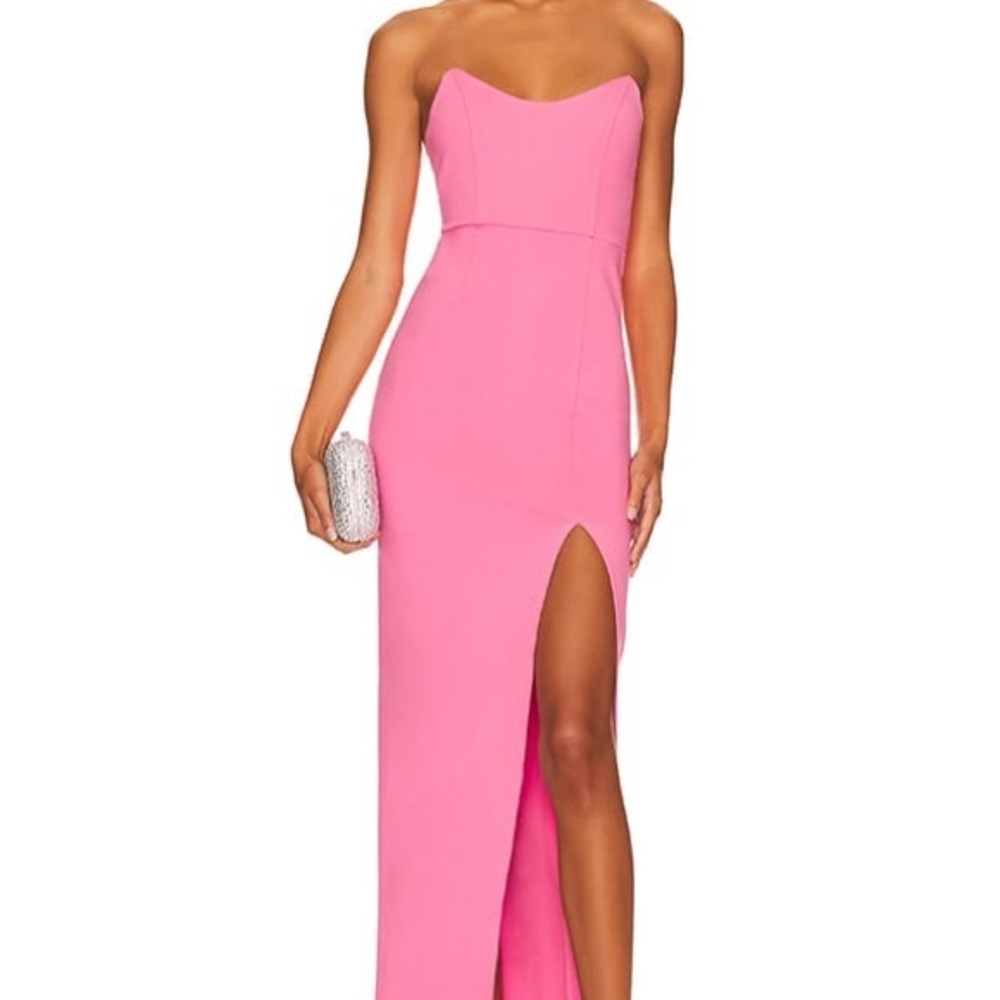 Superdown Strapless Pink Maxi Dress